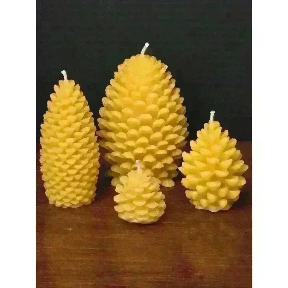 Handmade Beeswax Candle - Pine Cone Group  of 4